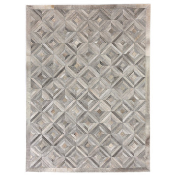 Natural Hide Cowhide Silver Area Rug, 8'x11'