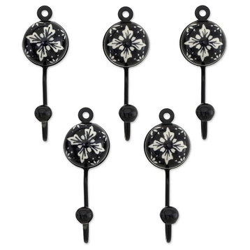 Flower Stars Ceramic Coat Hangers, Set of 5