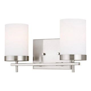 Zire Bath Vanity Light, 2-Light, LED, Brushed Nickel, 14" - Transitional - Bathroom Vanity ...