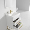 Fine Fixtures Modern Vanity Set, White, 24", Satin Brass Hardware