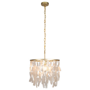 Marina Small Round Pendant Ceiling Light, Natural and Gold, Small
