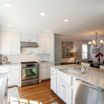 White Kitchen with White Carrara Marble Counters