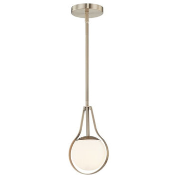 Fusion Collection Pearl 1-Light Mini-Pendant FSN-4235-OPAL-BRSS - Brushed Brass