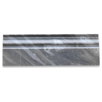 Bardiglio Gray Dark Grey Marble 4x12 Baseboard Crown Molding Honed, 1 piece
