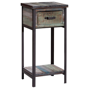 Gallerie Decor Soho Contemporary Solid Wood Accent Table in Blue