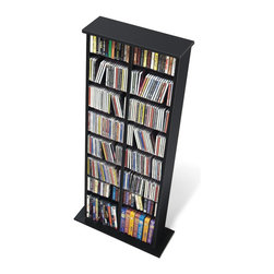 Prepac Double CD DVD Media Storage Rack in Black - Media Racks And Towers
