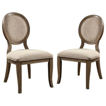 Furniture of America Chlido Fabric Padded Side Chair in Rustic Oak (Set of 2)