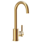 Gerber - Parma Single Handle Bar Faucet, Brushed Bronze - This contemporary bar faucet from Gerber's Parma collection features cylindrical details and stunning finishes that will add design panache to prep sinks and bar areas. High-arc spout provides maximum clearance for larger pots and dishes while the swivel action allows the user to rotate the spout up to 360 degrees, depending on installation clearance. Delivering a 1.75 gpm aerated stream, this faucet's ADA-compliant handle incorporates a ceramic disc valve to offer effortless control of both volume and temperature along with drip-free performance. Integrated supply lines and all hardware are included to ensure fast installation.