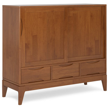 Harper Solid Hardwood Medium Storage Cabinet, Teak Brown