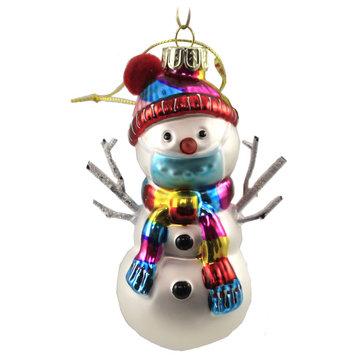 Holiday Ornament Social Distancing Snowman Christmas Mask Coronavirus