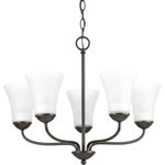 Progress Lighting - Progress Lighting Classic 5-Light Chandelier, Antique Bronze - Traditional details and graceful lines provide modern elegance to any interior. The Classic five-light chandelier features etched glass shades with an Antique Bronze finish.
