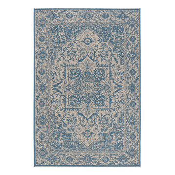 Safavieh Linden Collection LND139 Rug, Cream/Blue, 4' X 6'