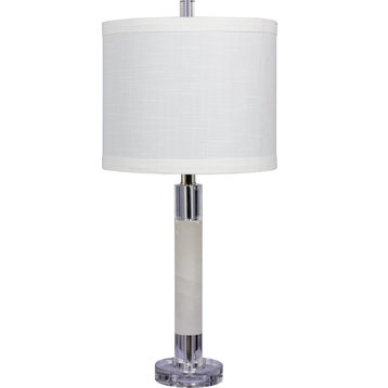 Smooth Column Table Lamps - Clear with Snow Marble