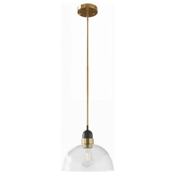 Industrial Matte Black Glass Shade Pendant Light With Brass Finish