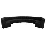 Meridian Furniture - Limitless Velvet Upholstered 11-Piece Modular Sectional, Black - Invest in your home's comfort with this Limitless 11 Piece Sectional. This modular unit offers tons of flexibility in the number of ways that you can put each piece in the Limitless collection together to get the ideal customized look. Upholstered in black velvet, this beautiful piece is soft and cool to the touch, so you can feel comfortable from every angle. Button and channel tufting add to this unit's upscale look and contemporary charm.