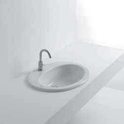Orchidea 80402 Drop-In Oval Ceramic Bathroom Sink 24.4" x 20.1" - Bathroom Sinks