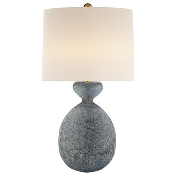 Gannet Table Lamp in Blue Lagoon with Linen Shade