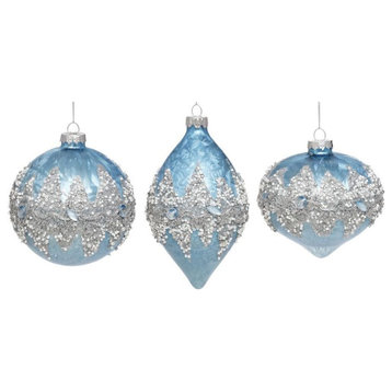 Mark Roberts Christmas 2023 Glamoruous Ornament 4-5.5'', Assortment of 3, Blue