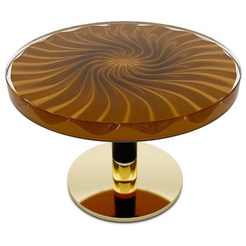 Spiral Wavy Round Coffee Table, Green, 23.6” (60cm)