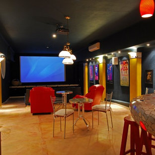 Eclectic home cinema in Mexico City.