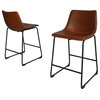 Bronze Faux Leather 24" Counter Height Chairs with Black Legs (Set of 2)