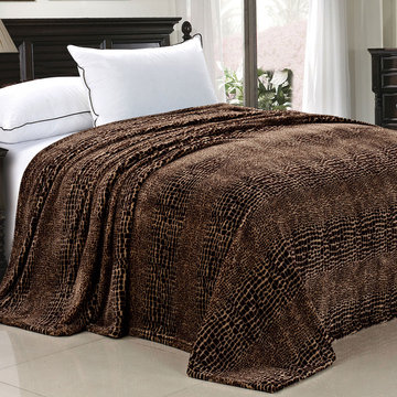 Chocolate Crocodile Safari Flannel Fleece Blankets (Twin & Queen Sizes)