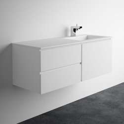 LUSSO STONE VOLA MATT WHITE VANITY UNIT AND BASIN 1200 - Products