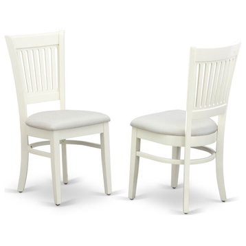 Dining Room Chairs 2Pc Set Seat, Slatted Back, Linen White Finish, Set of 2