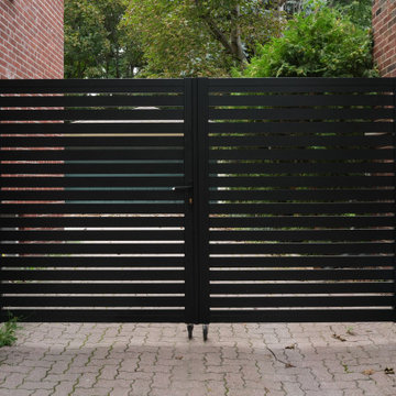Custom Black Aluminum Double Swing Gate — Side Yard Privacy & Access