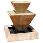 Double Oblique Outdoor Fountain, Ancient - The Double Oblique outdoor fountain is a great centerpiece for your courtyard or patio. It features unique angles that will definitely be a conversation piece. The fountain also creates vast amount of water flow for sounds to take pleasure in.