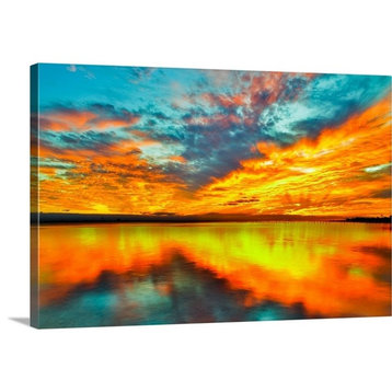 Red Orange Twilight Sunset Over Navarre Bay Wrapped Canvas Art Print, 18"x1