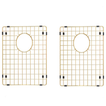 50/50 Double Bowl Sink Bottom Matte Stainless Steel 2 Grids, Matte Gold, 15x13