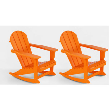WestinTrends 2PC Outdoor Patio Porch Rocker Classic Adirondack Rocking Chair Set, Orange