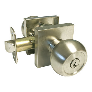 Square Plate Round Knob Contemporary Door Handle - Transitional - Doorknobs  - by eBuilderDirect