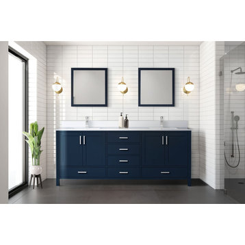 Jacques Bath Vanity, Navy Blue, 80", Center Sink, Top, Sink, Mirror, Faucet