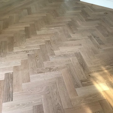 6" Wire Brushed White oak and Herringbone Foyer