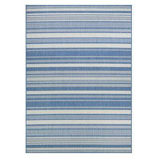 Couristan Recife Gazebo Stripe Champ-Blue Round Rug 8'6