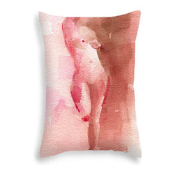 Brown and Pink Figure Art Decorative Pillows - Decorative Pillows