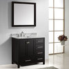 Virtu Caroline Avenue 36" Single Bathroom Vanity, Espresso With Faucet, Mirror