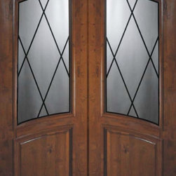 Prehung Double Door 96 Wood Alder Sandringham Arch Top Arch Lite - Front Doors