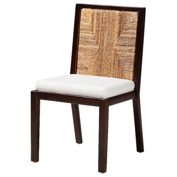 Baxton Studio Joana Dark Brown Mahogany Wood and Abaca Dining Side Chair