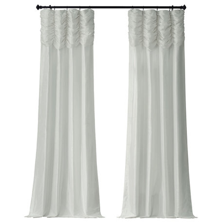 Ruched Eggshell FauxSilk Taffeta Curtain 1 Panel, 50"x120"