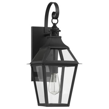 Jackson Black With Gold Highlighted 1-Light Outdoor Sconce, 9x22