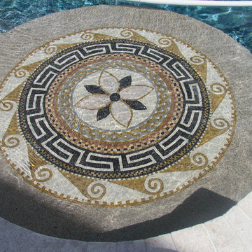 Traditional Swimming Pool w/ Elevated Spa, Tiered Spillway, Beach Area - Exarhos