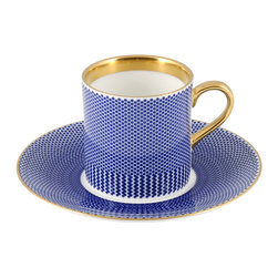 The New English - The New English Benday Cobalt Espresso Cup and Saucer - Cappuccino And Espresso Cups