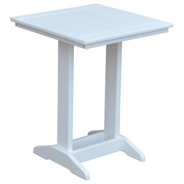 Poly Lumber Balcony Side Table, White, Square