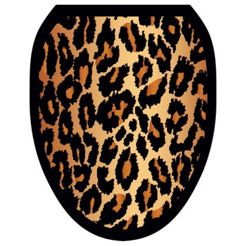 Leopard  Toilet Tattoos Seat Cover, Vinyl Lid Decal, Bathroom Cling Décor, Elongated