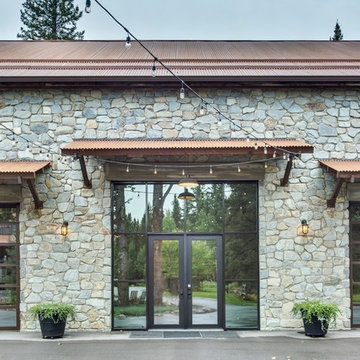 Stone Facade and Glass Doors