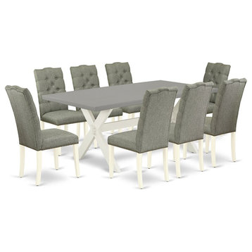 East West Furniture X-Style 9-piece Wood Dinette Table Set in White