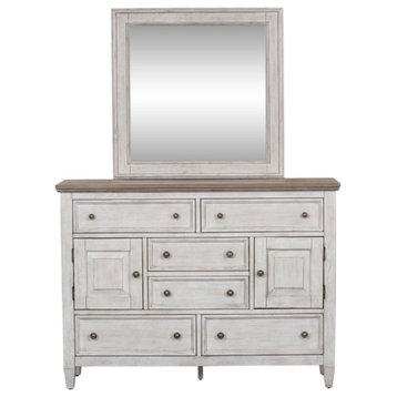 Heartland White Dresser & Mirror